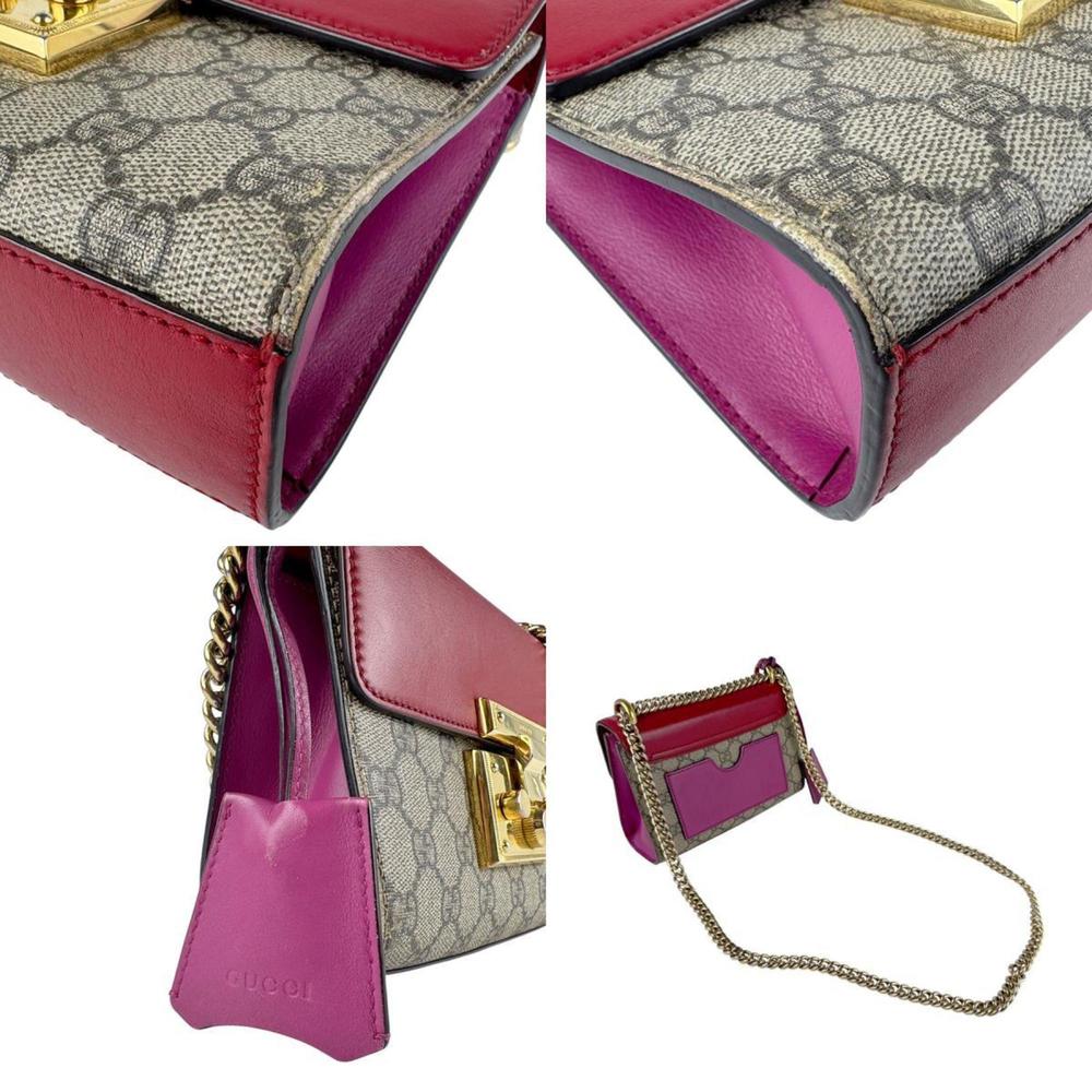 Gucci GG Supreme Canvas and Leather Shoulder Bag in Red Brown, Women's, 40948... - Picture 4 of 5